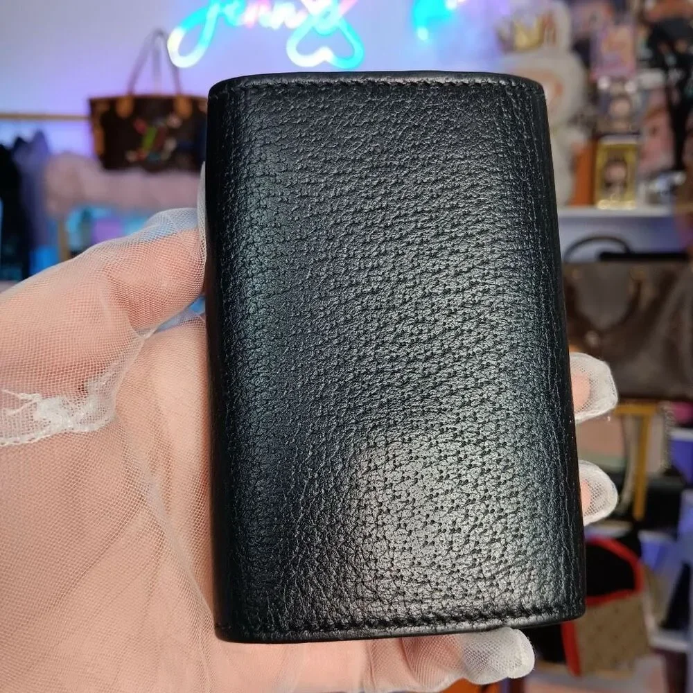 GUCCI Marmont Key Case 6 rings GG Signature Logo Black Leather Unisex Full Set